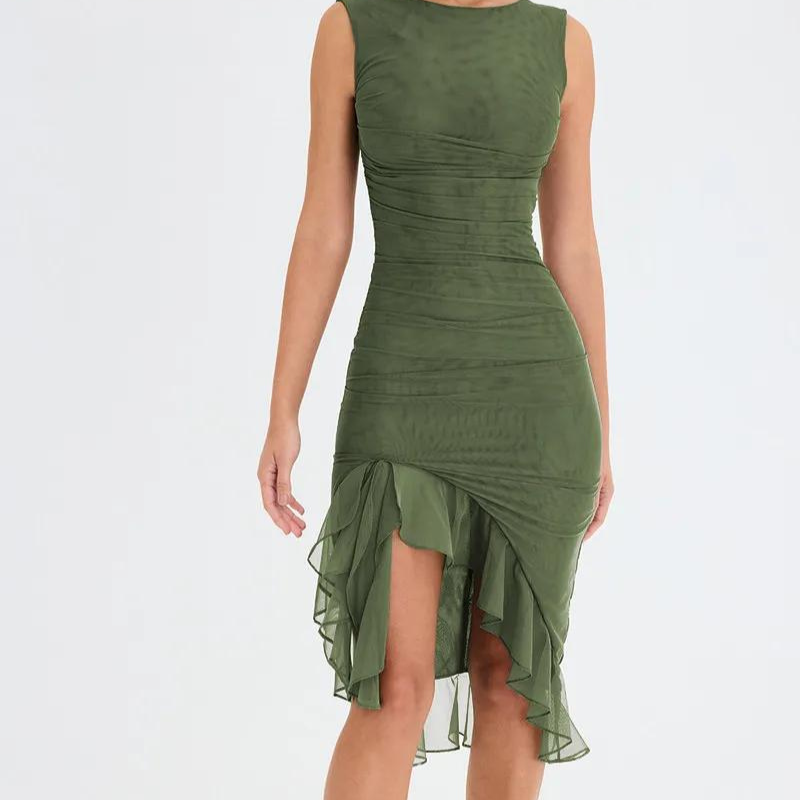 Charlotte ruffle midi dress